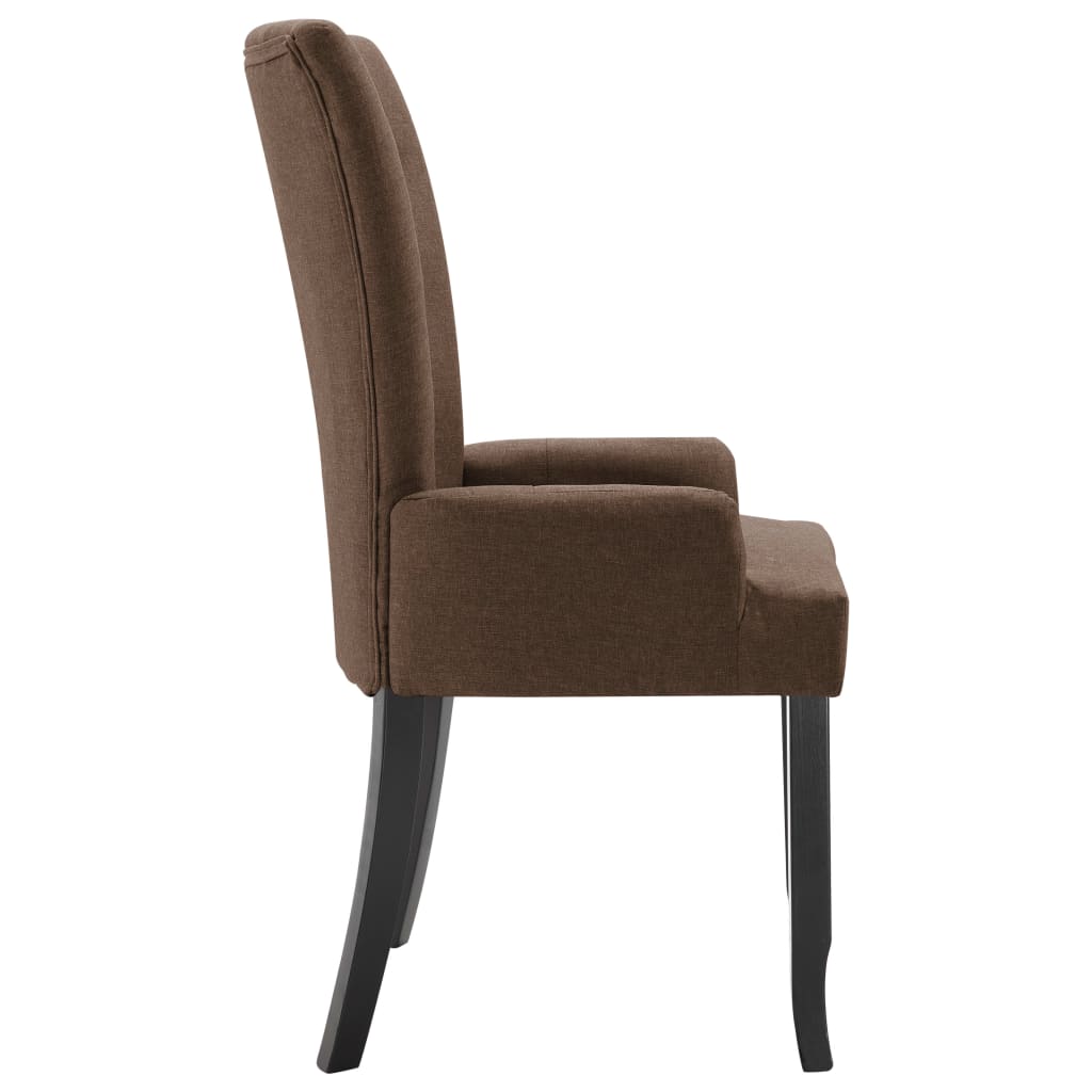 Dining chairs with armrests 4 pcs. Brown fabric