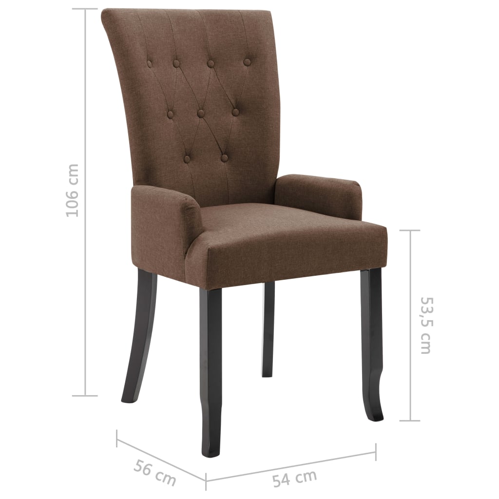 Dining chairs with armrests 4 pcs. Brown fabric