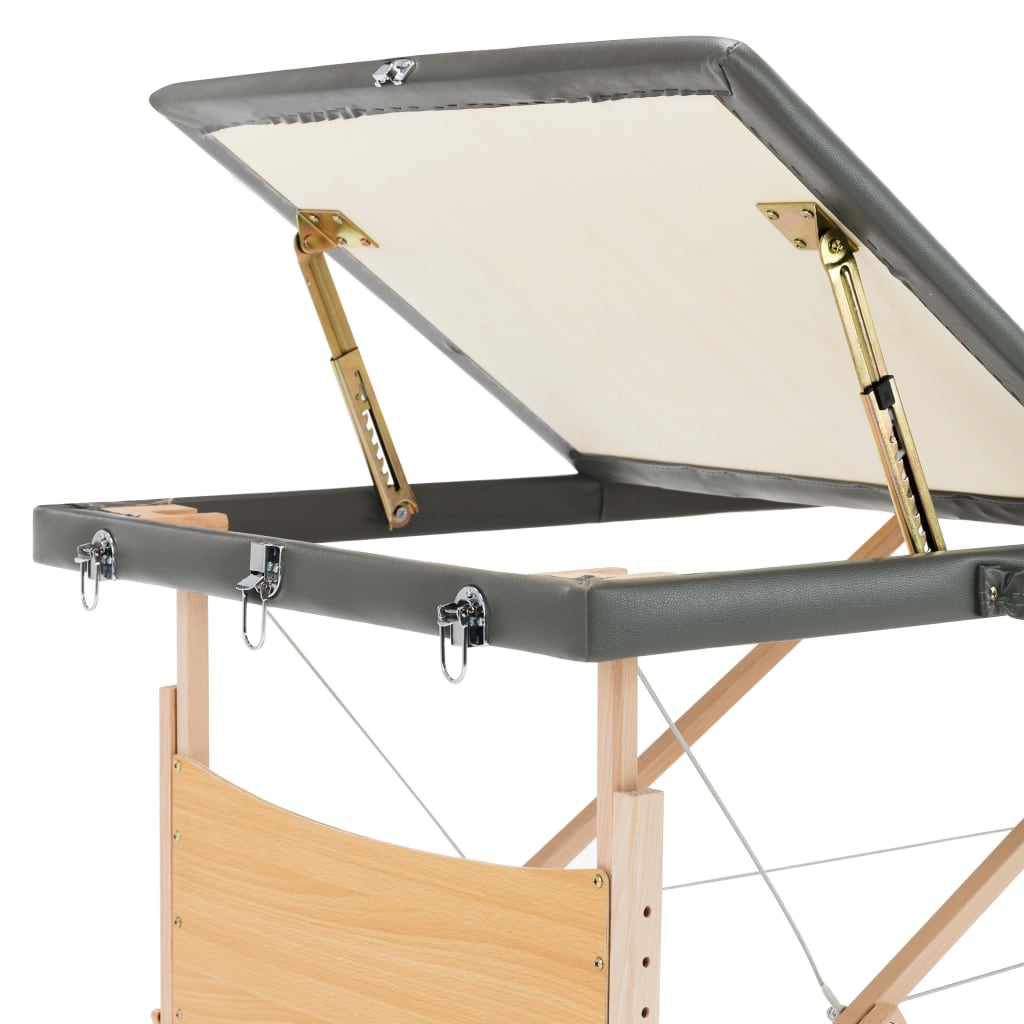 Massage table 3-zone wooden frame anthracite 186x68 cm