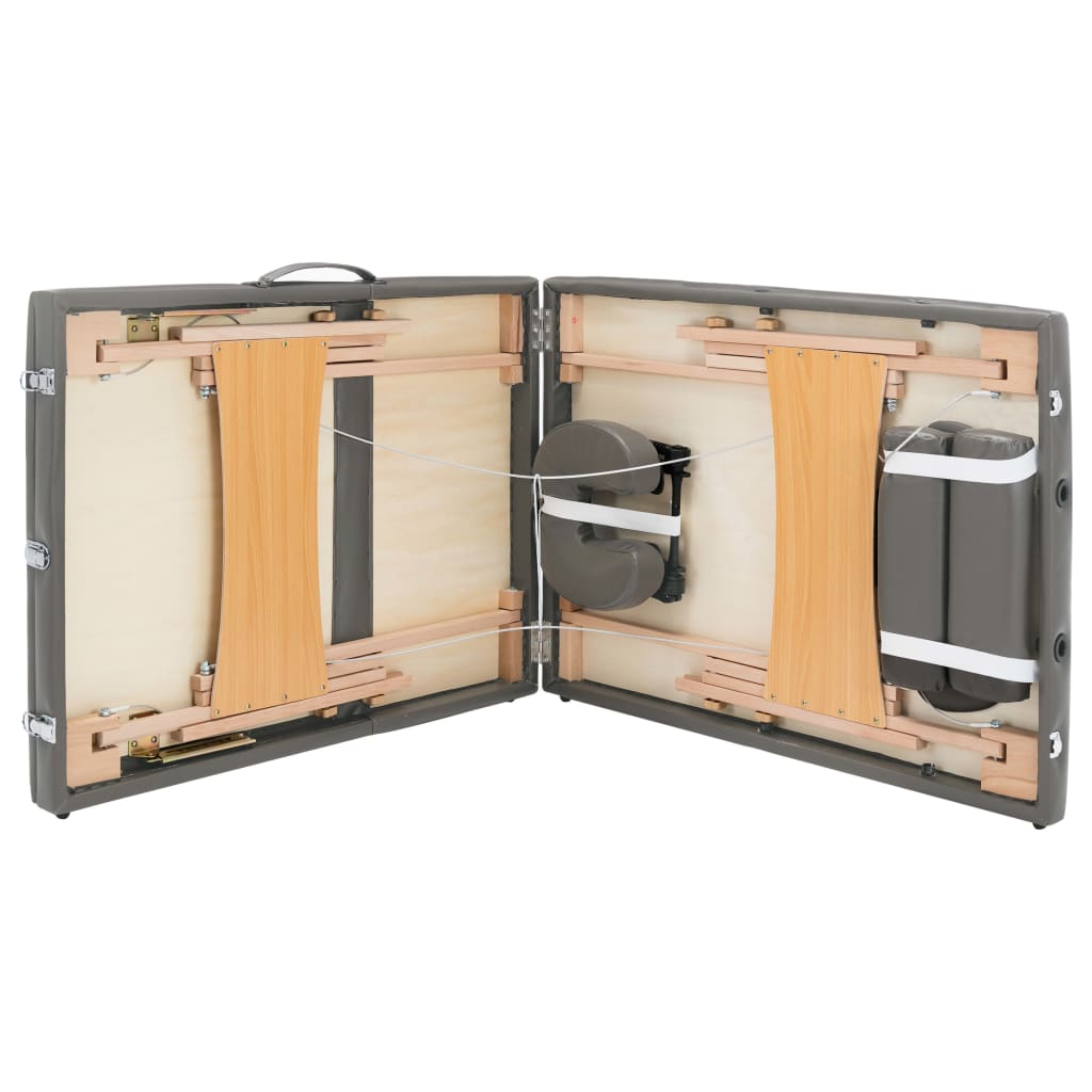 Massage table 3-zone wooden frame anthracite 186x68 cm