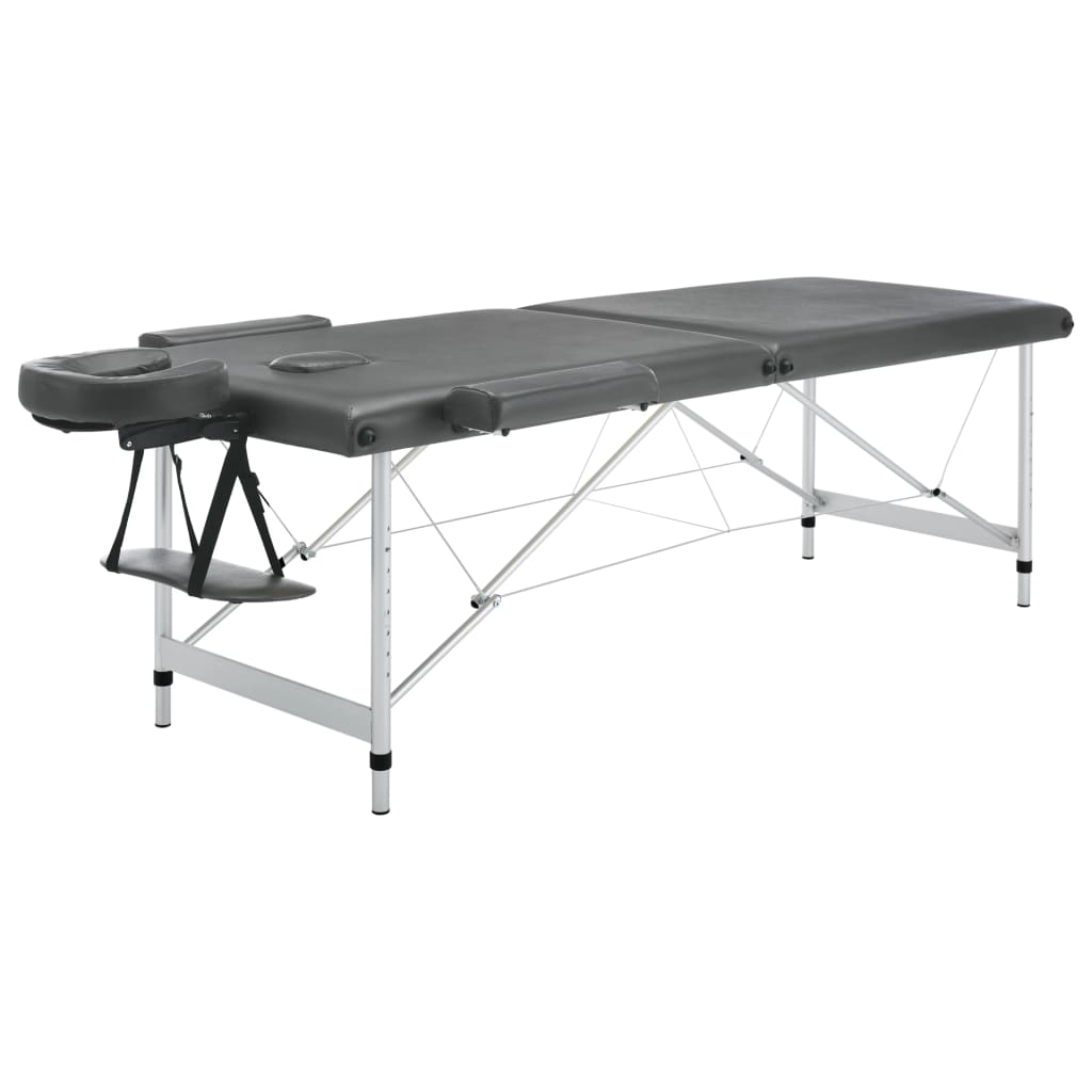 Massage table 2-zone aluminum frame anthracite 186x68 cm