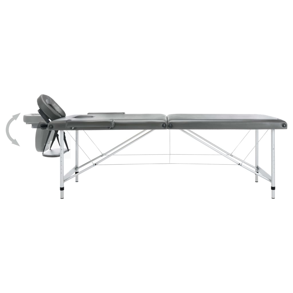 Massage table 2-zone aluminum frame anthracite 186x68 cm
