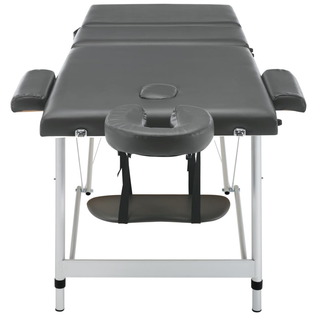 Massage table with 3 zones aluminum frame anthracite 186×68 cm
