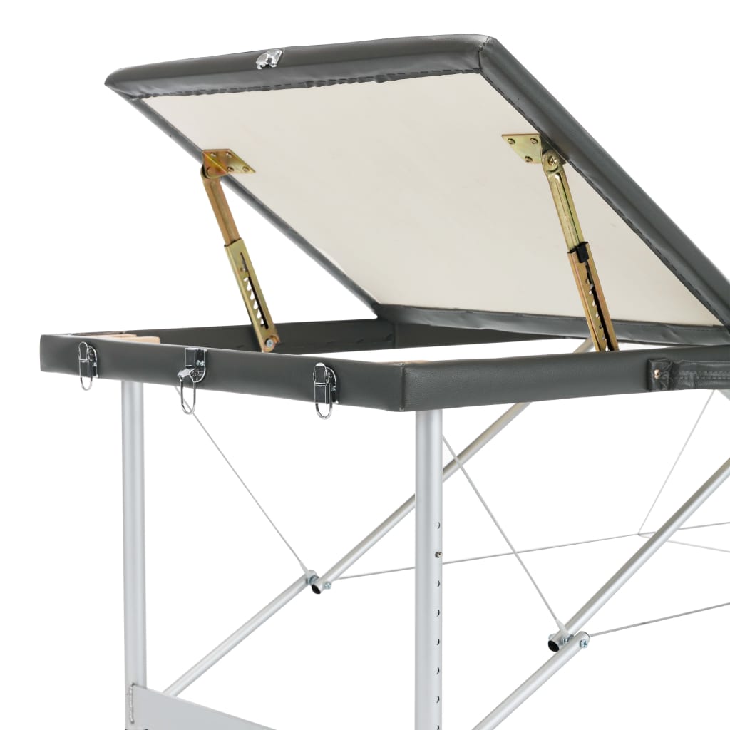 Massage table with 3 zones aluminum frame anthracite 186×68 cm