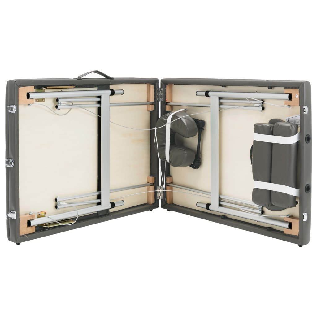 Massage table with 3 zones aluminum frame anthracite 186×68 cm