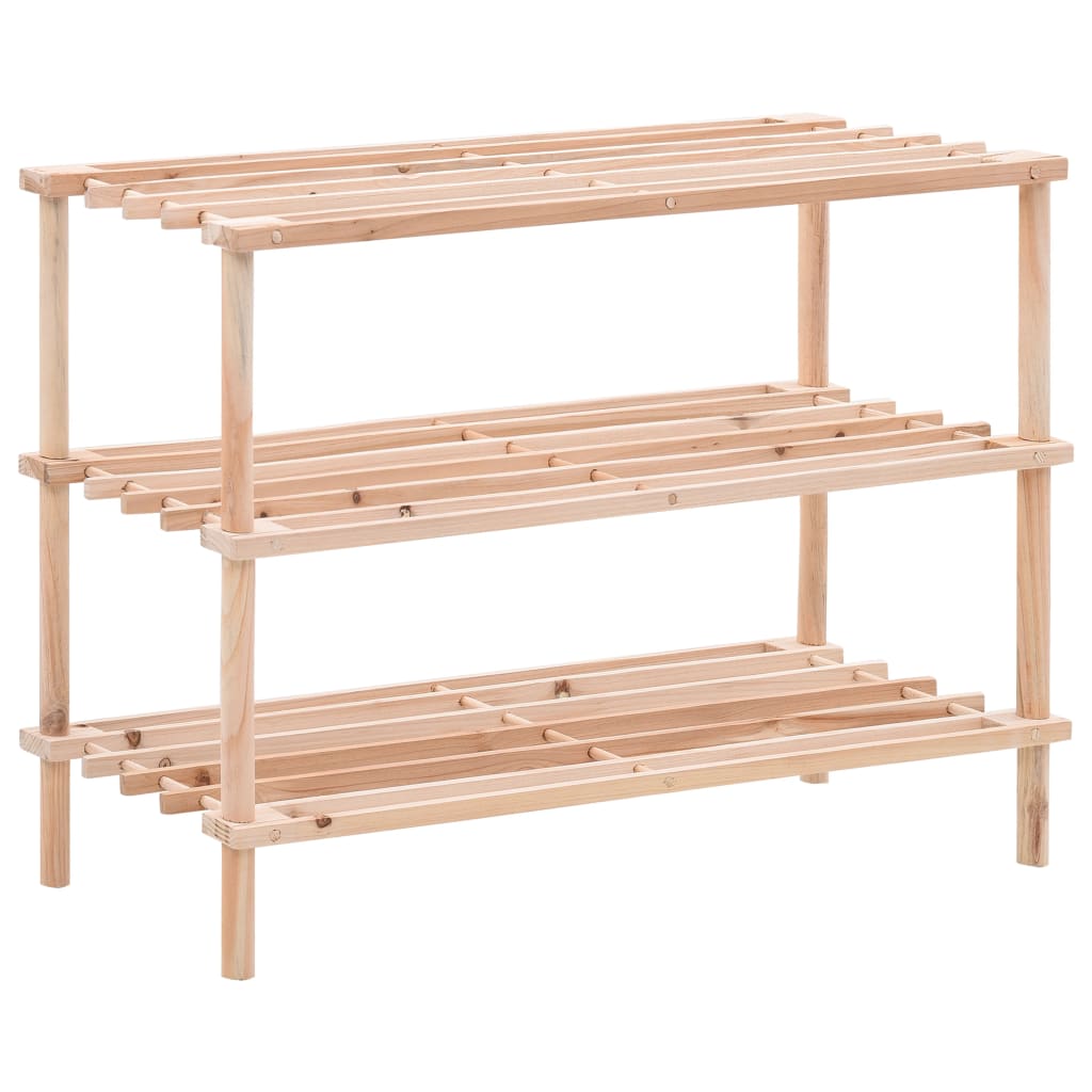 Shoe rack with 3 shelves made of solid fir wood