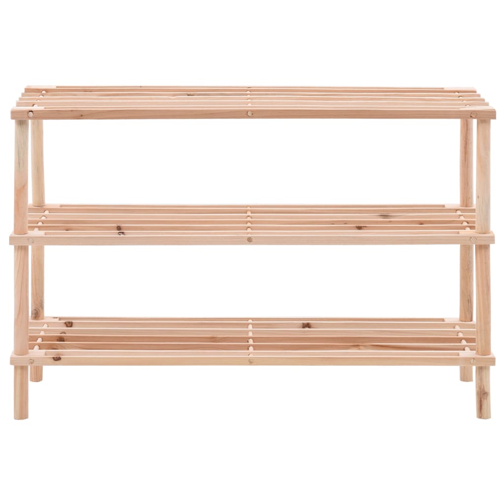 Shoe rack with 3 shelves made of solid fir wood
