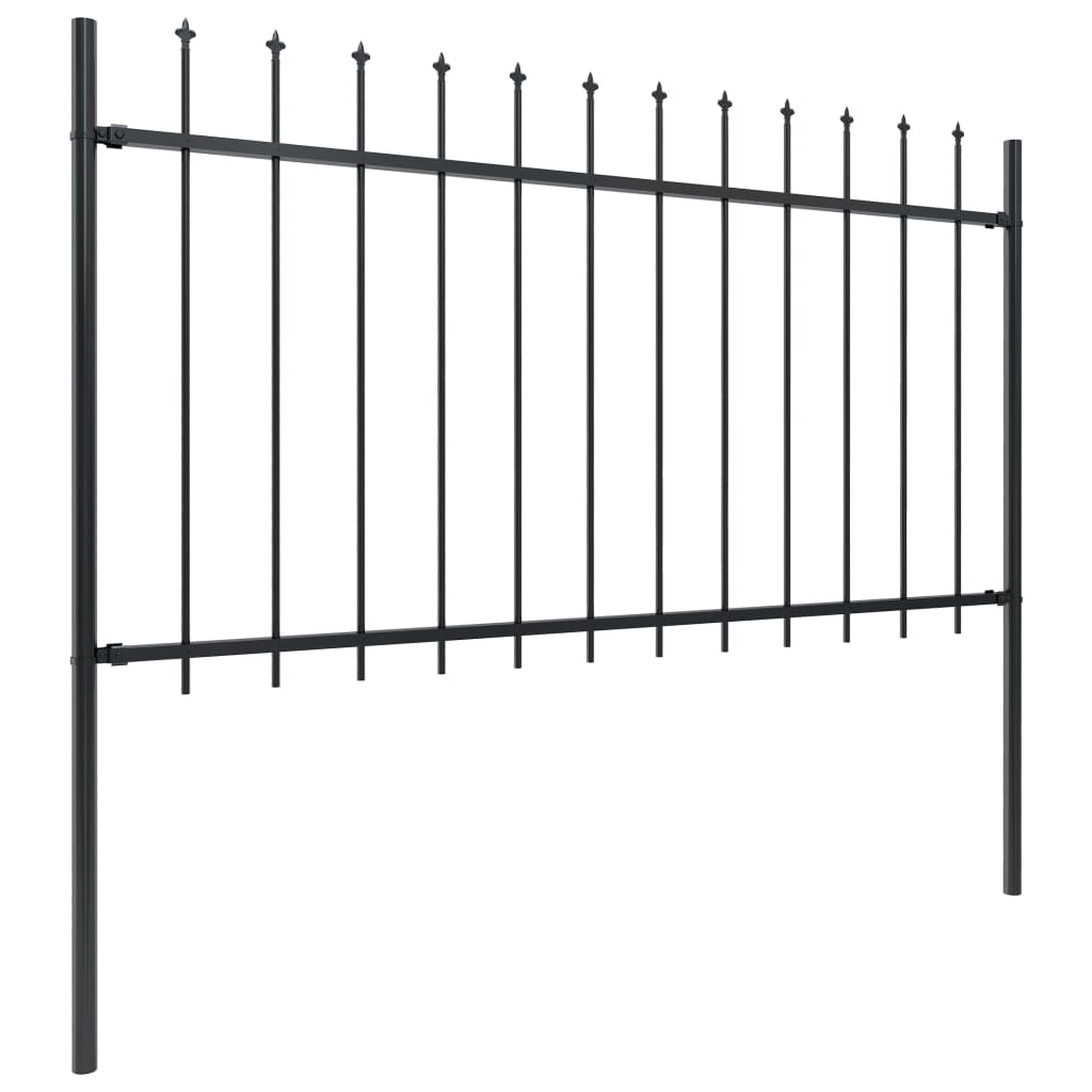 Gartenzaun mit Speerspitze Stahl 714,5 x 100 cm Schwarz