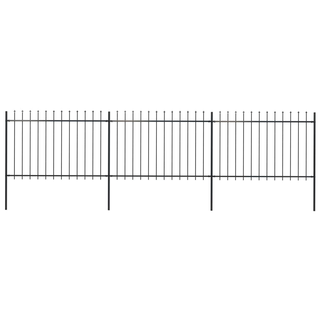 Gartenzaun mit Speerspitze Stahl 537 x 120 cm Schwarz