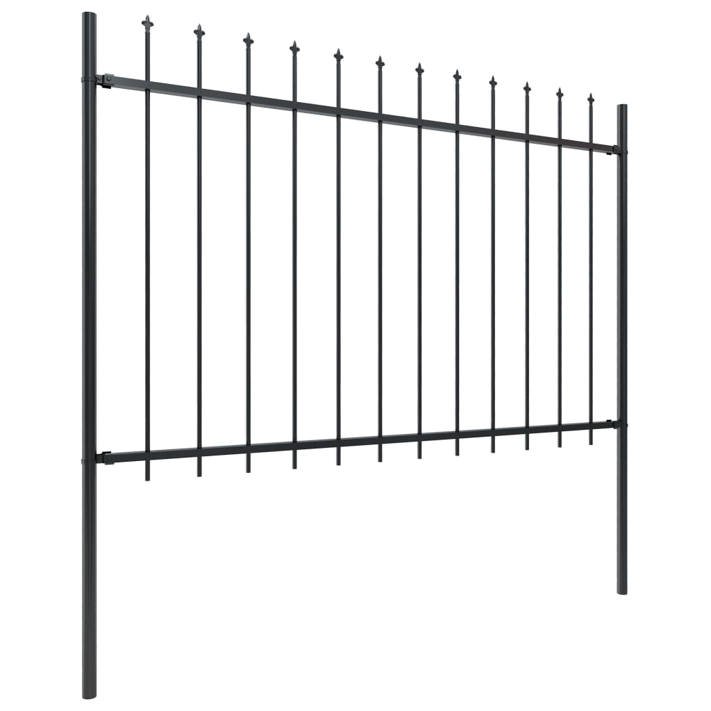 Gartenzaun mit Speerspitze Stahl 1426 x 120 cm Schwarz