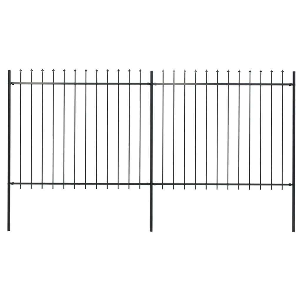 Gartenzaun mit Speerspitze Stahl 359 x 150 cm Schwarz
