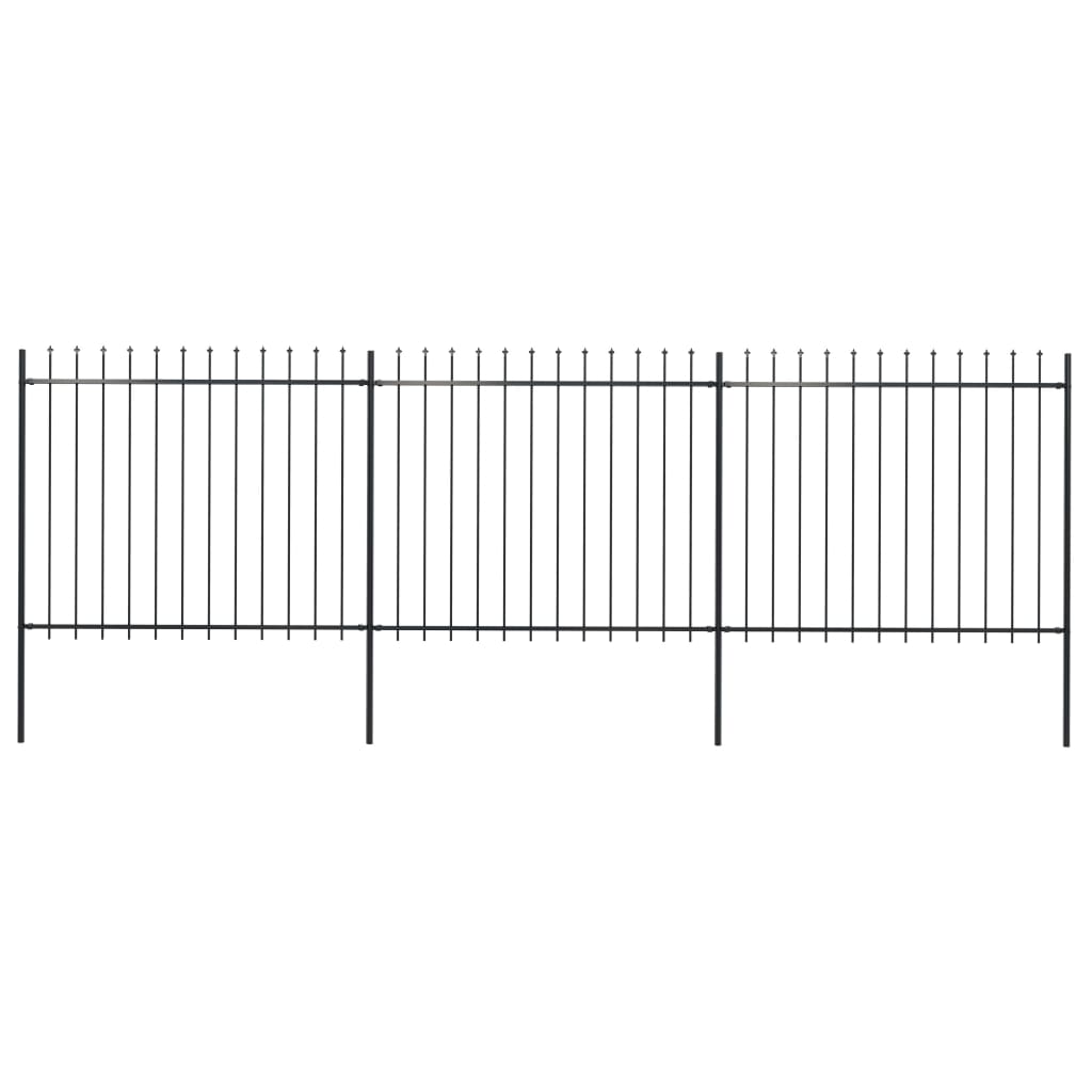 Gartenzaun mit Speerspitze Stahl 537 x 150 cm Schwarz