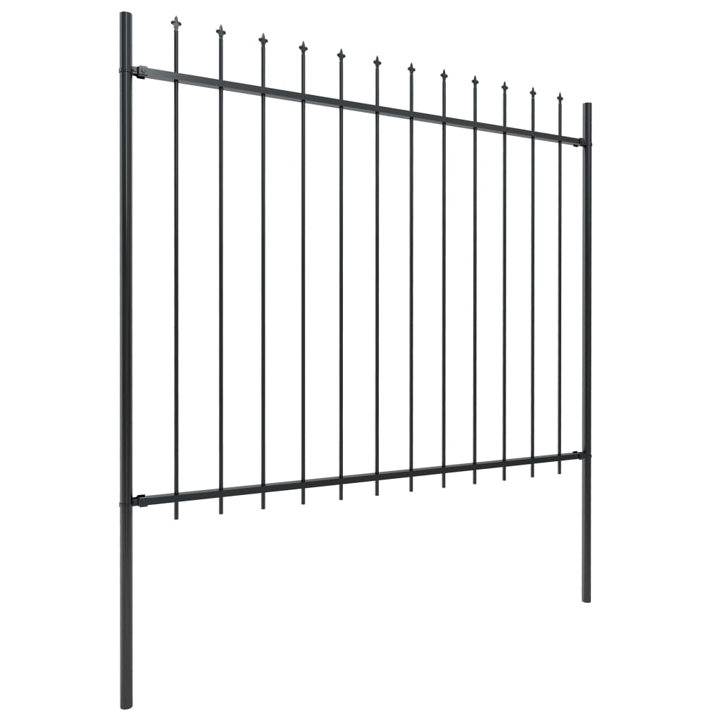 Gartenzaun mit Speerspitze Stahl 537 x 150 cm Schwarz