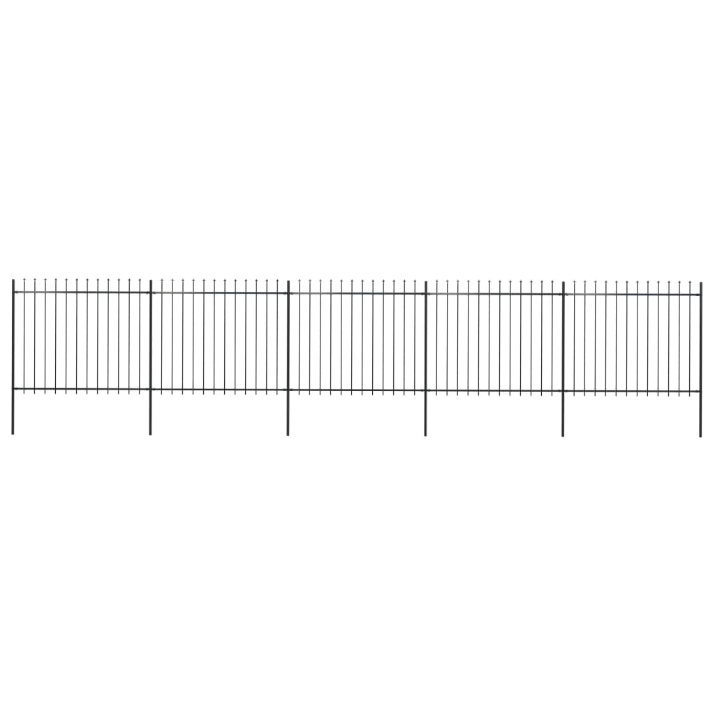 Gartenzaun mit Speerspitze Stahl 892,5 x 150 cm Schwarz