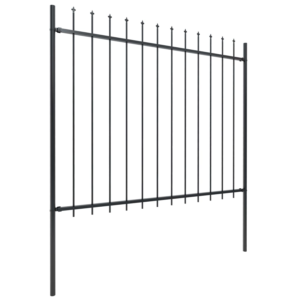 Gartenzaun mit Speerspitze Stahl 892,5 x 150 cm Schwarz