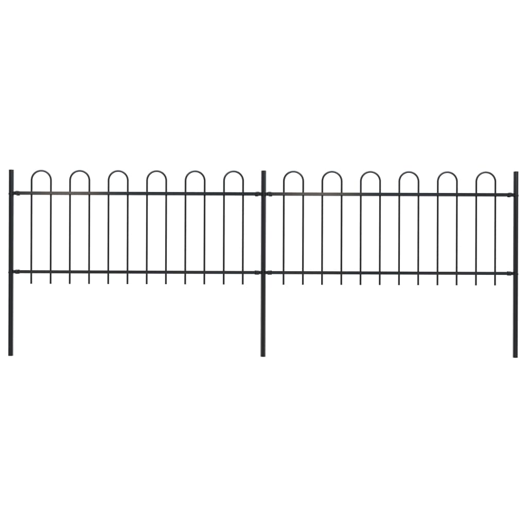 Gartenzaun mit Rundbogen Stahl 359 x 80 cm Schwarz