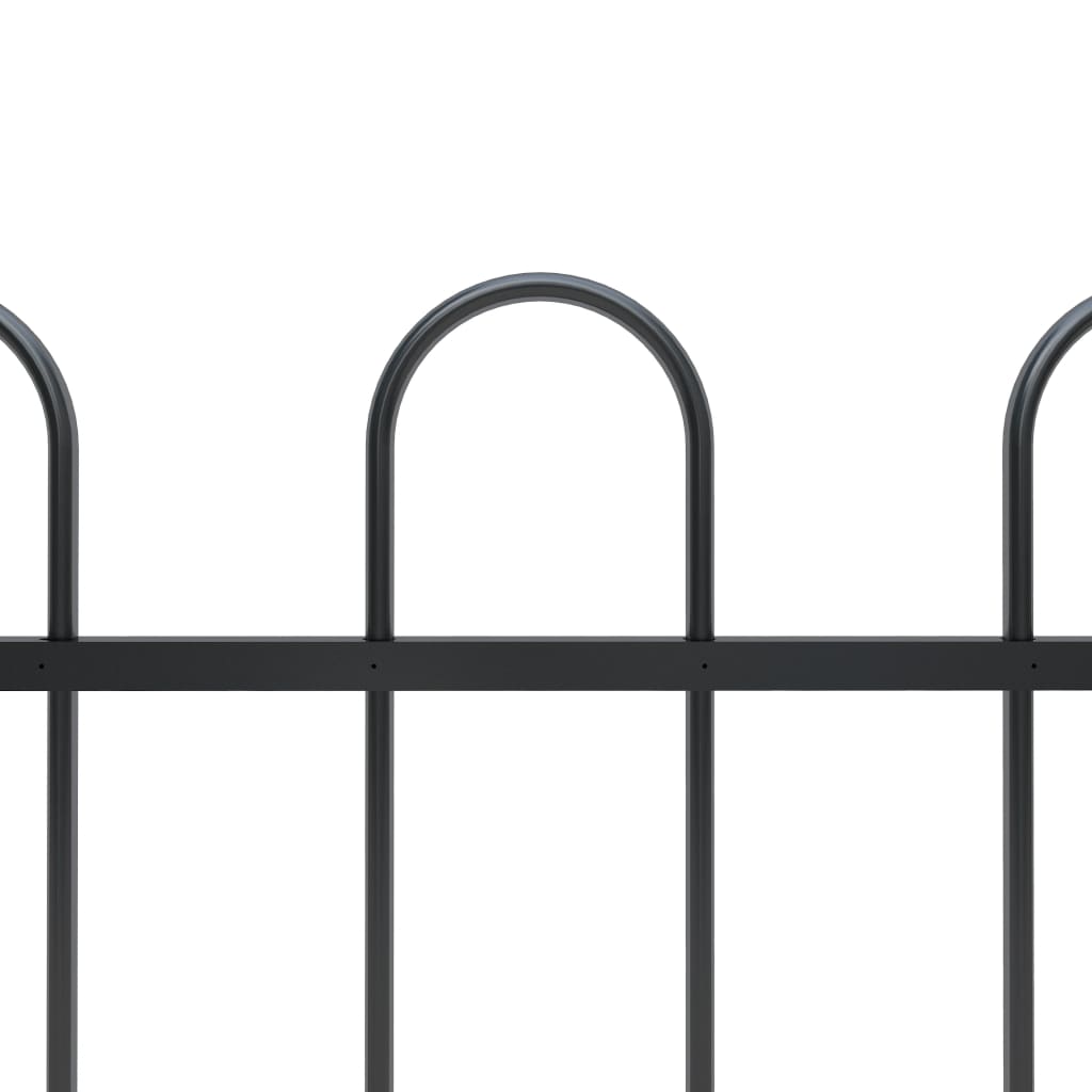 Gartenzaun mit Rundbogen Stahl 359 x 80 cm Schwarz