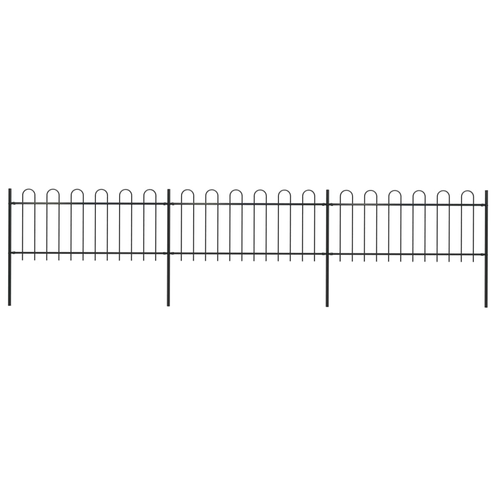 Gartenzaun mit Rundbogen Stahl 537 x 80 cm Schwarz