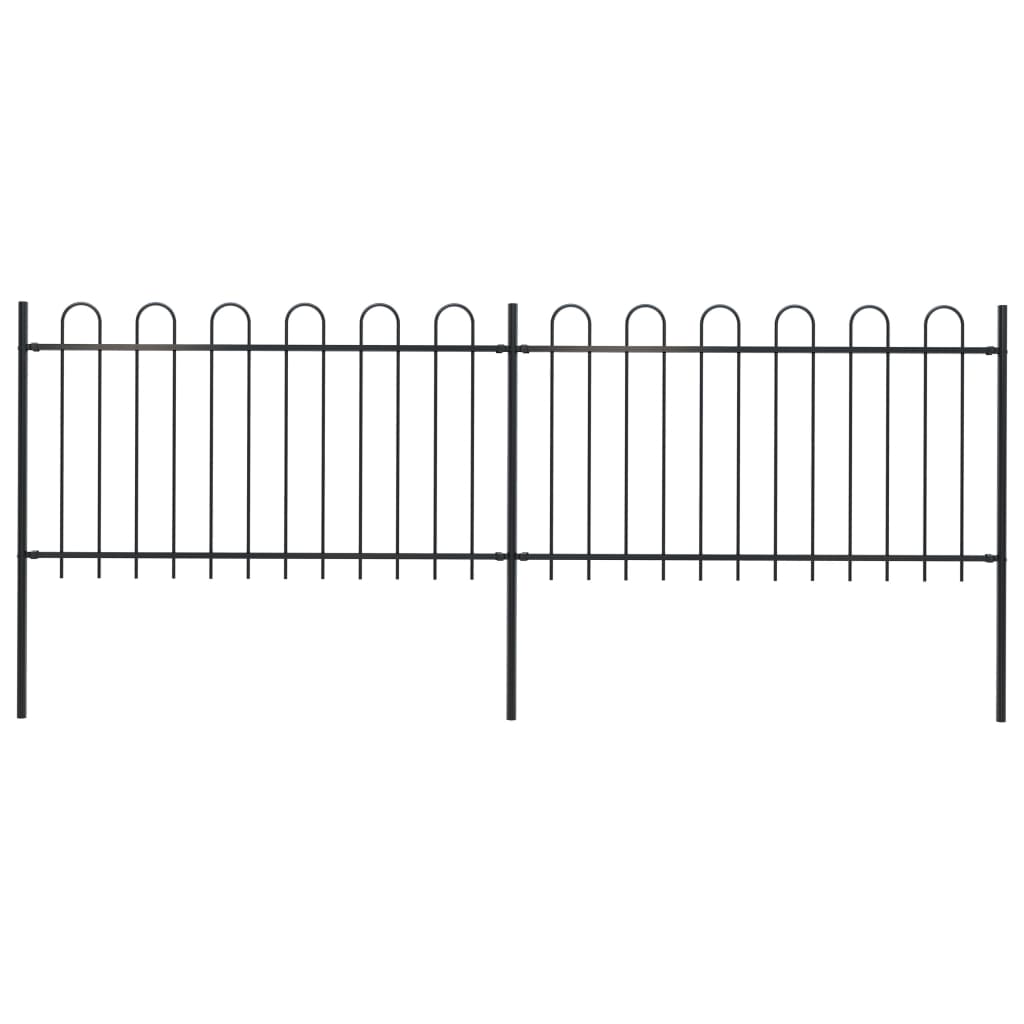 Gartenzaun mit Rundbogen Stahl 359 x 100 cm Schwarz