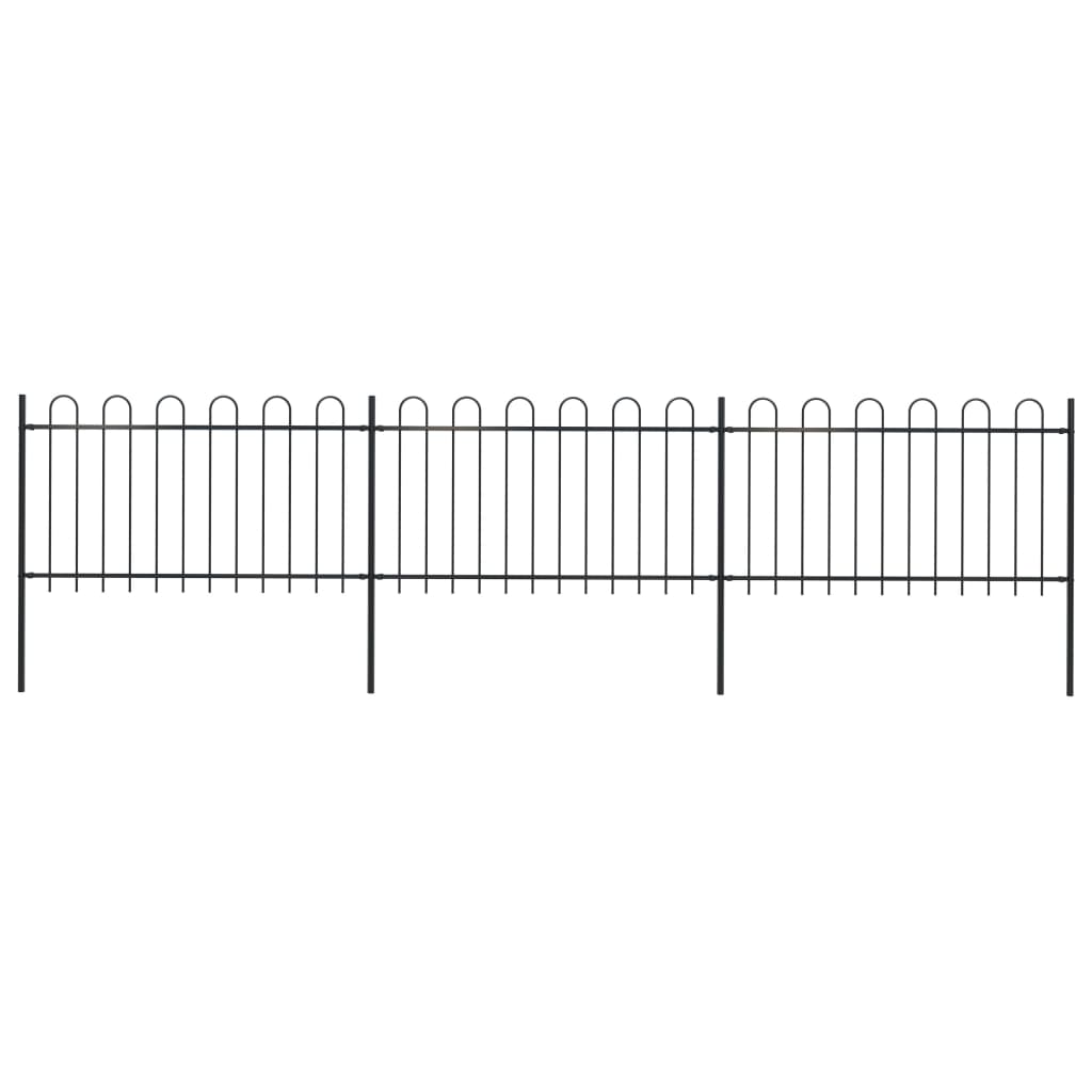 Gartenzaun mit Rundbogen Stahl 537 x 100 cm Schwarz