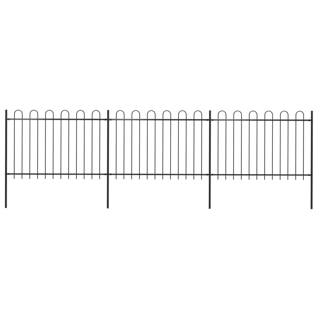 Gartenzaun mit Rundbogen Stahl 537 x 120 cm Schwarz