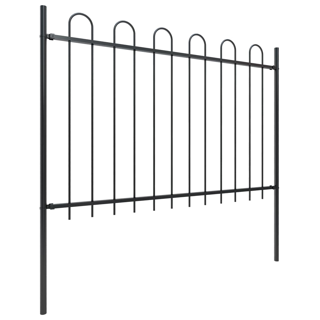 Gartenzaun mit Rundbogen Stahl 537 x 120 cm Schwarz