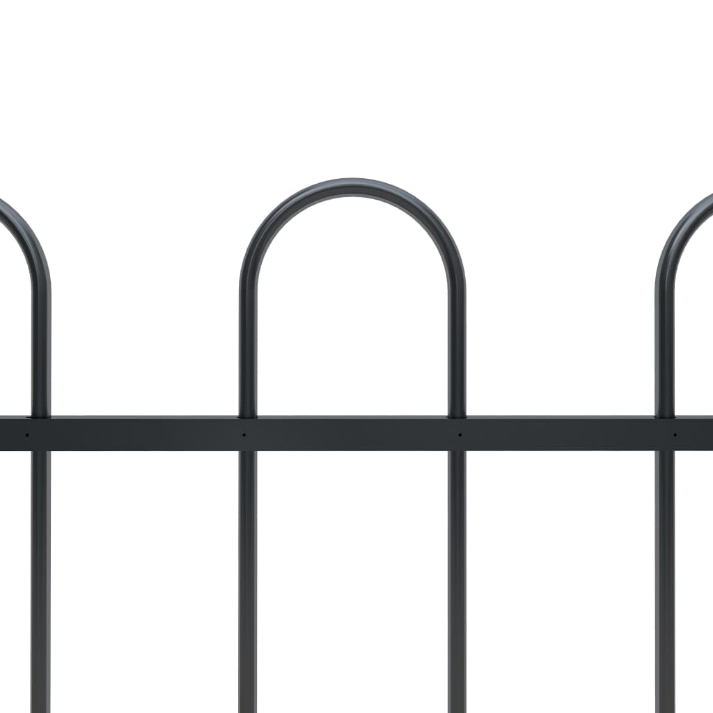 Gartenzaun mit Rundbogen Stahl 537 x 120 cm Schwarz