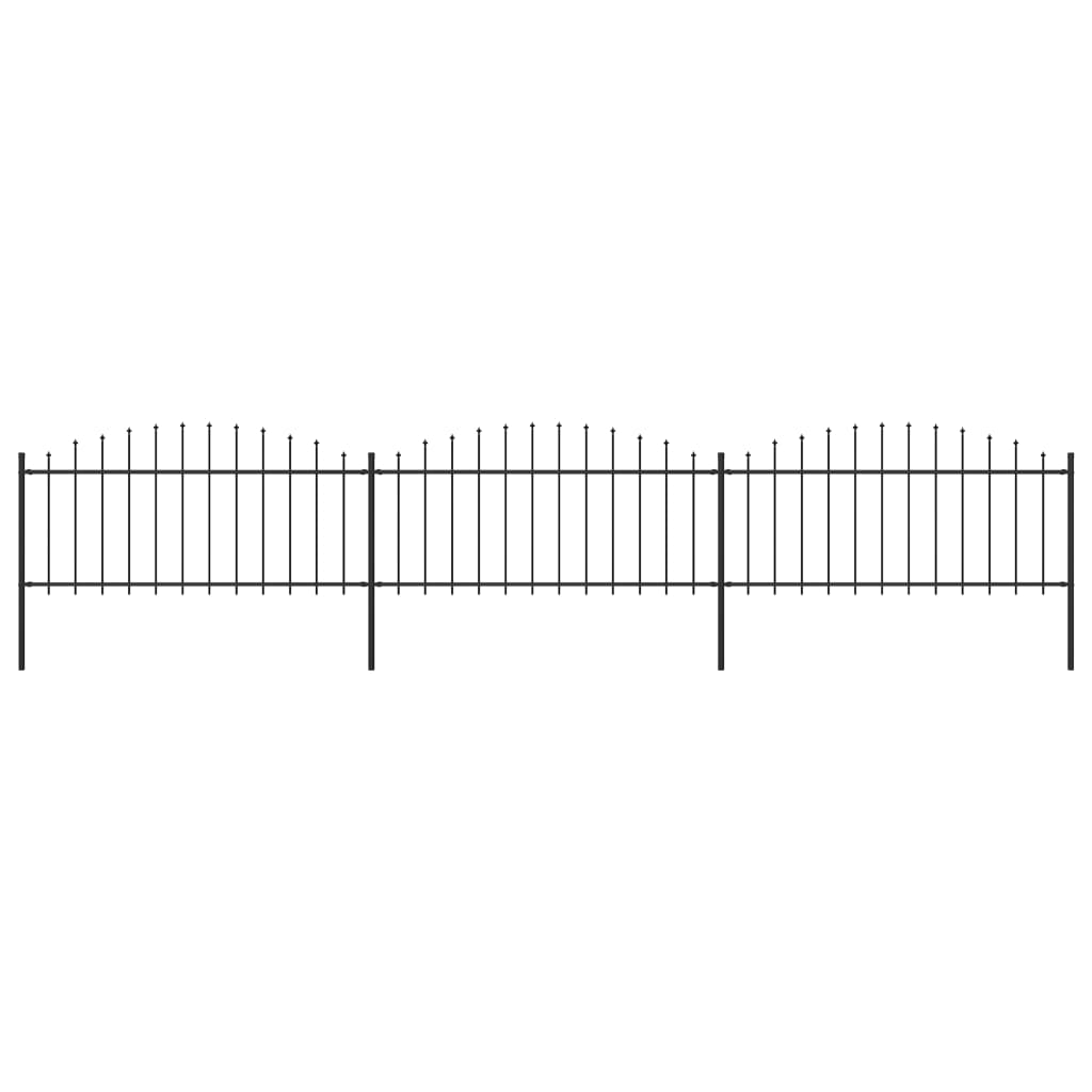 Gartenzaun mit Speerspitze Stahl 537 x 75 cm Schwarz