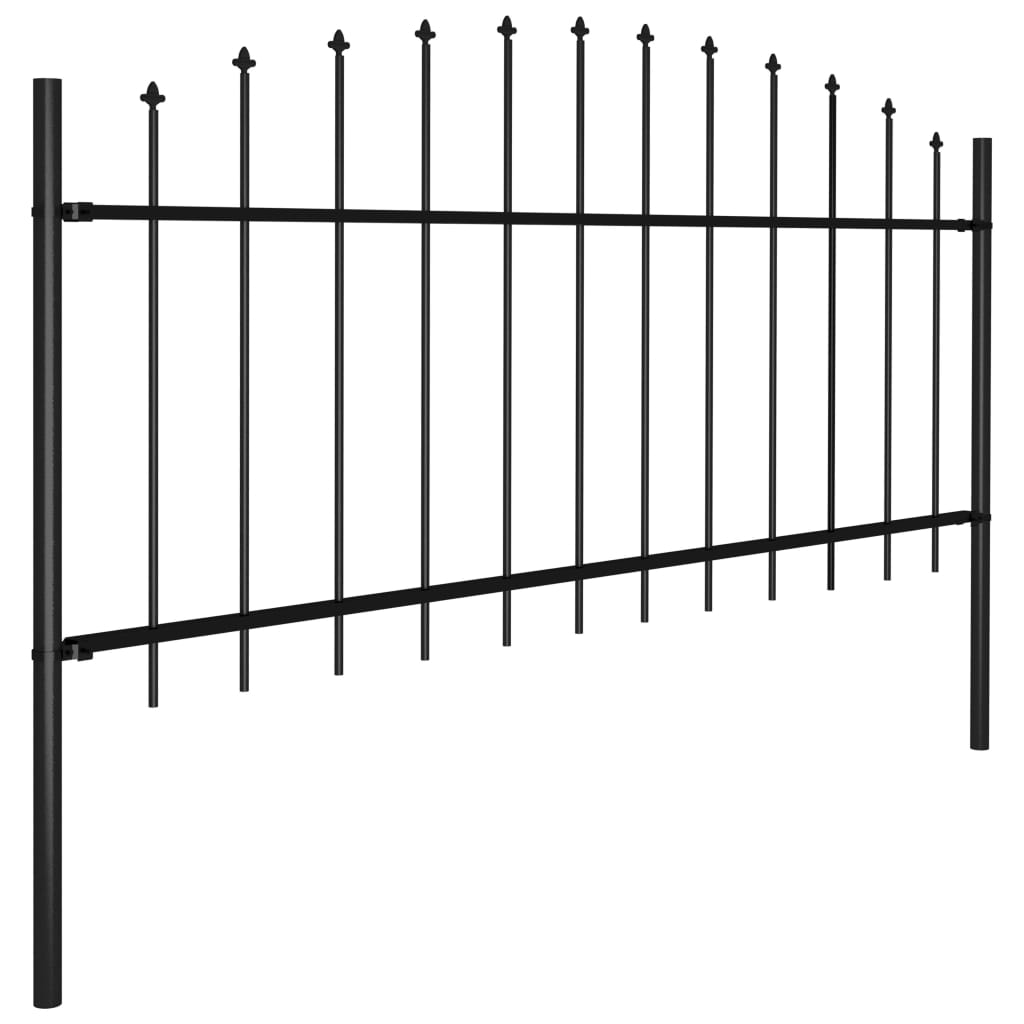 Gartenzaun mit Speerspitze Stahl 1070 x 75 cm Schwarz