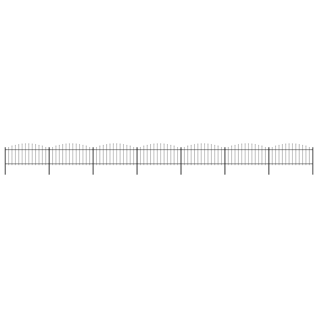 Gartenzaun mit Speerspitzen Stahl (0,5 - 0,75) x 11,9 m Schwarz