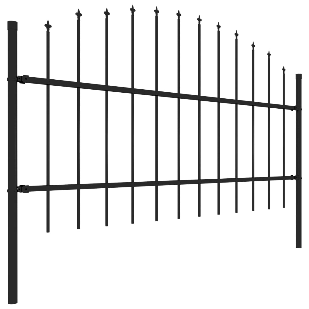 Gartenzaun mit Speerspitze Stahl 359 x 100 cm Schwarz