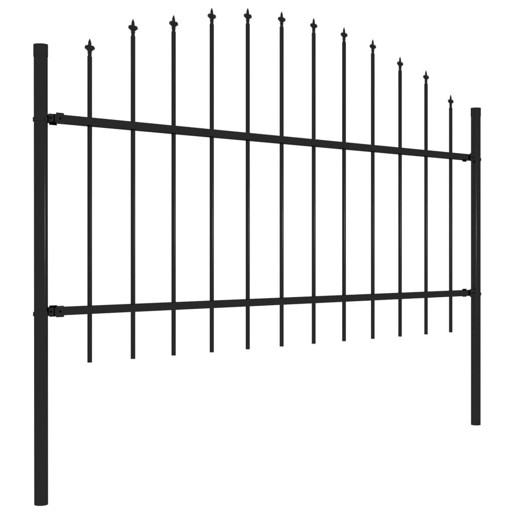 Gartenzaun mit Speerspitze Stahl 714,5 x 125 cm Schwarz