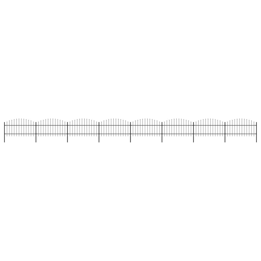 Gartenzaun mit Speerspitzen Stahl (1 - 1,25) x 13,6 m Schwarz