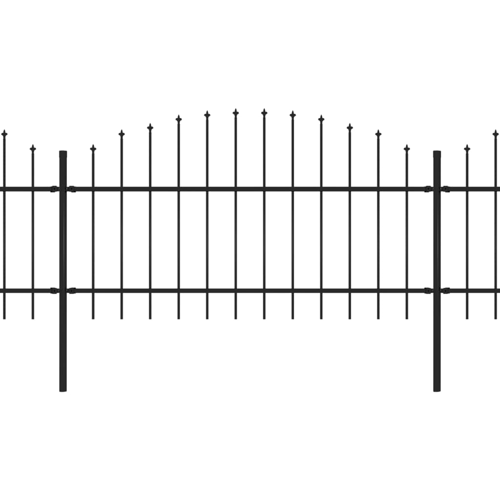 Gartenzaun mit Speerspitzen Stahl (1 - 1,25) x 13,6 m Schwarz