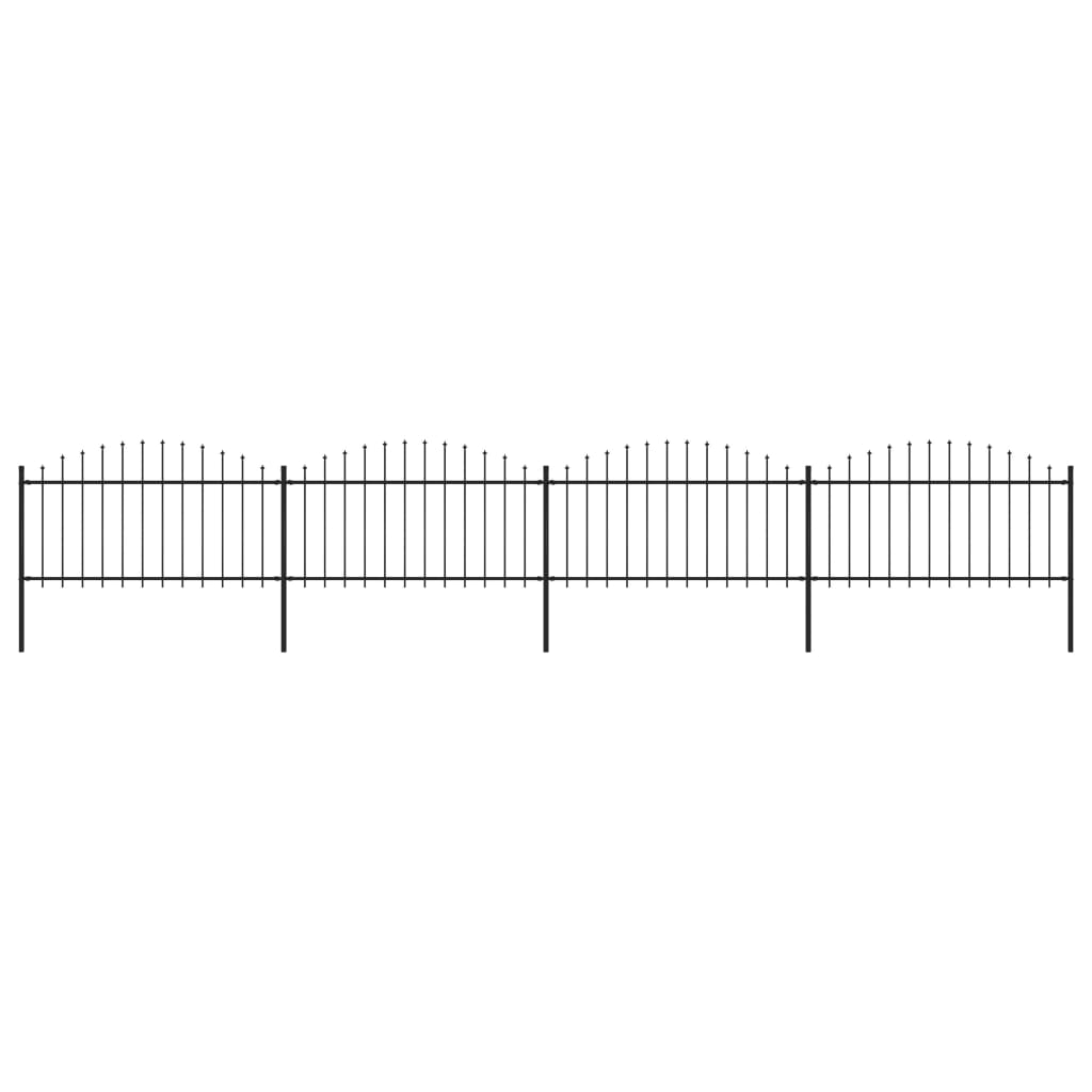 Gartenzaun mit Speerspitze Stahl 714,5 x 150 cm Schwarz