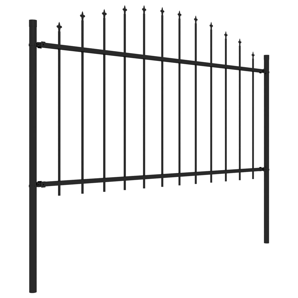 Gartenzaun mit Speerspitze Stahl 892,5 x 150 cm Schwarz