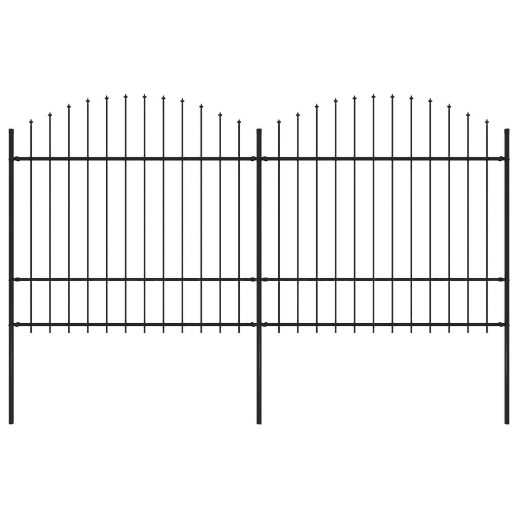 Gartenzaun mit Speerspitze Stahl 359 x 175 cm Schwarz