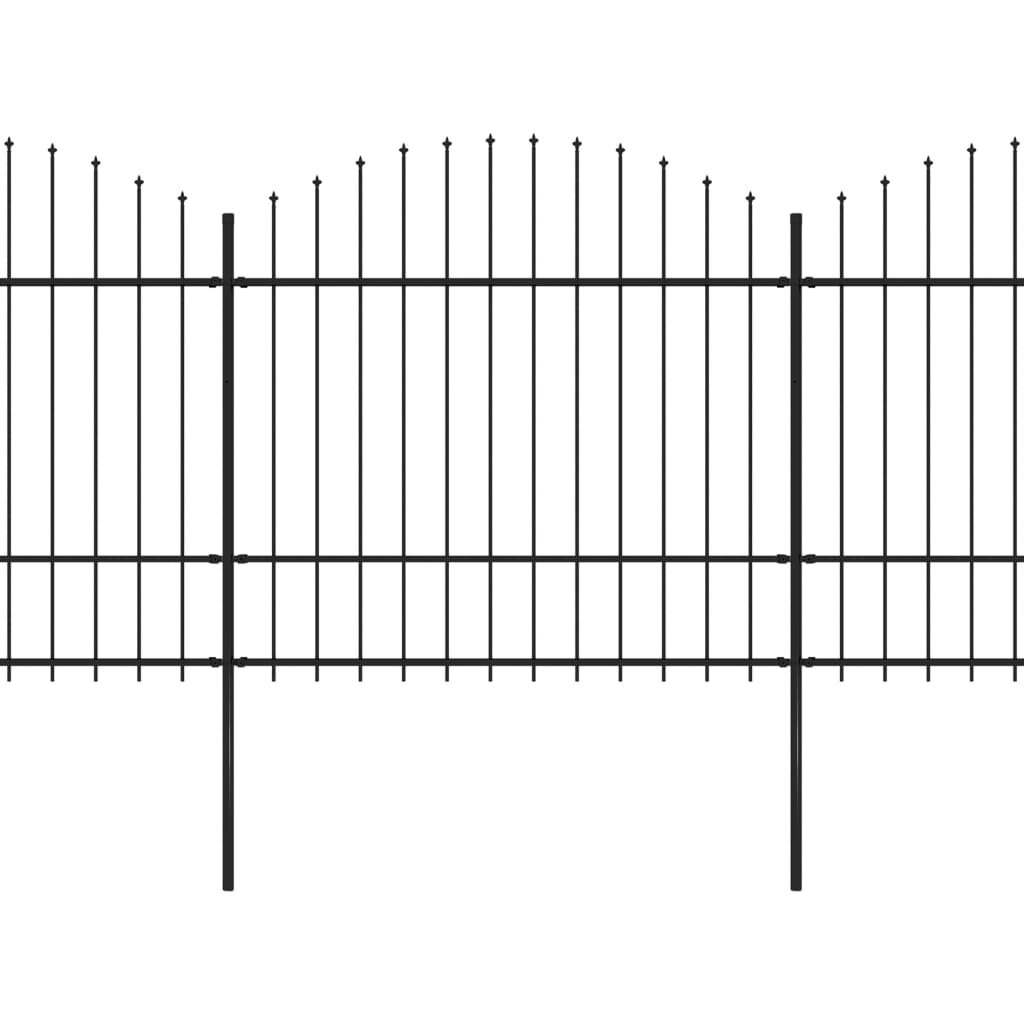 Gartenzaun mit Speerspitze Stahl 359 x 175 cm Schwarz