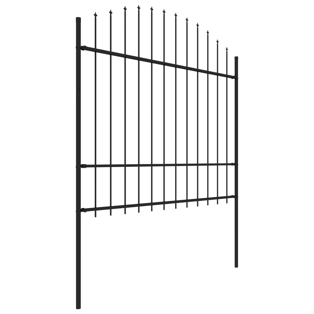 Gartenzaun mit Speerspitze Stahl 714,5 x 175 cm Schwarz