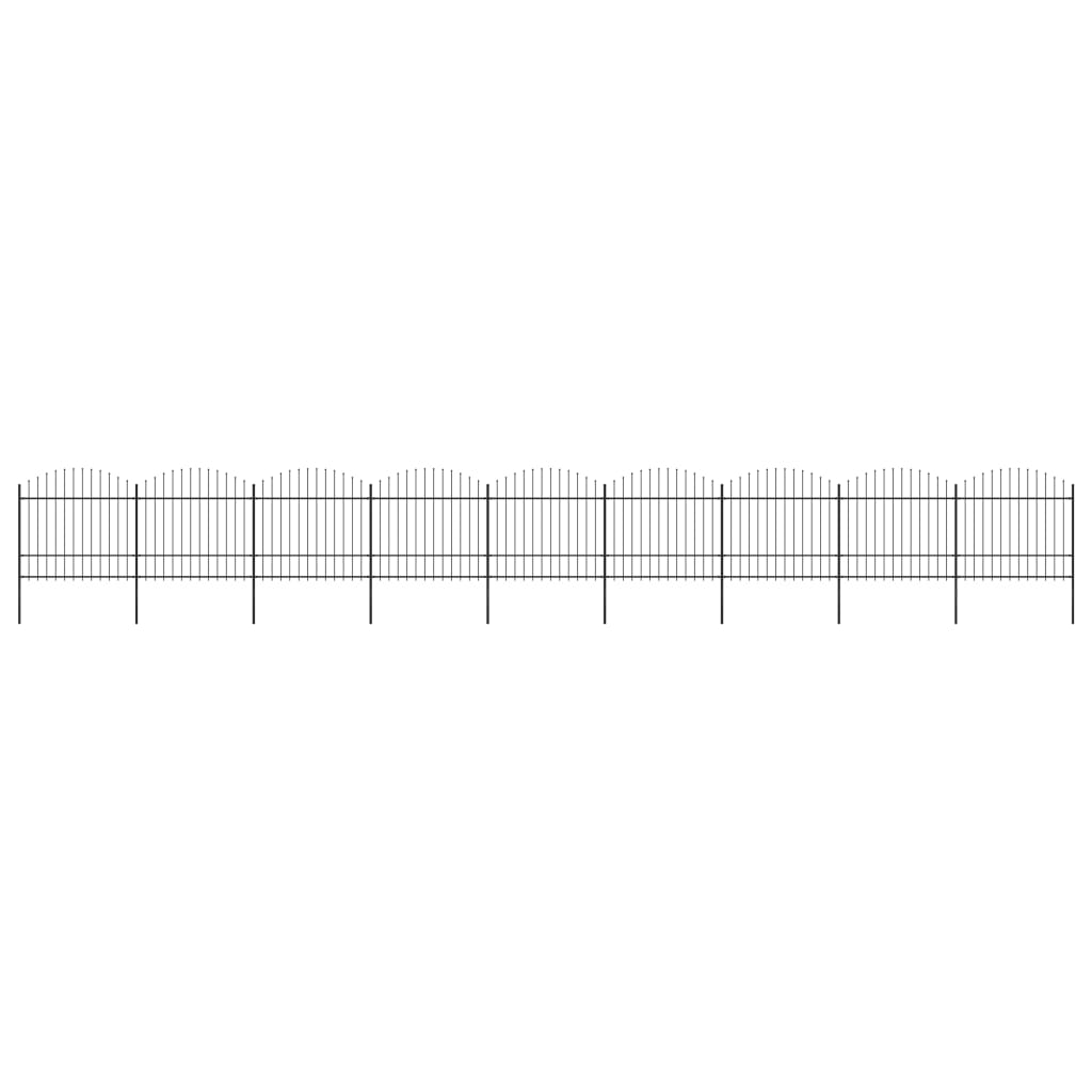 Gartenzaun mit Speerspitzen Stahl (1,5 - 1,75) x 15,3 m Schwarz