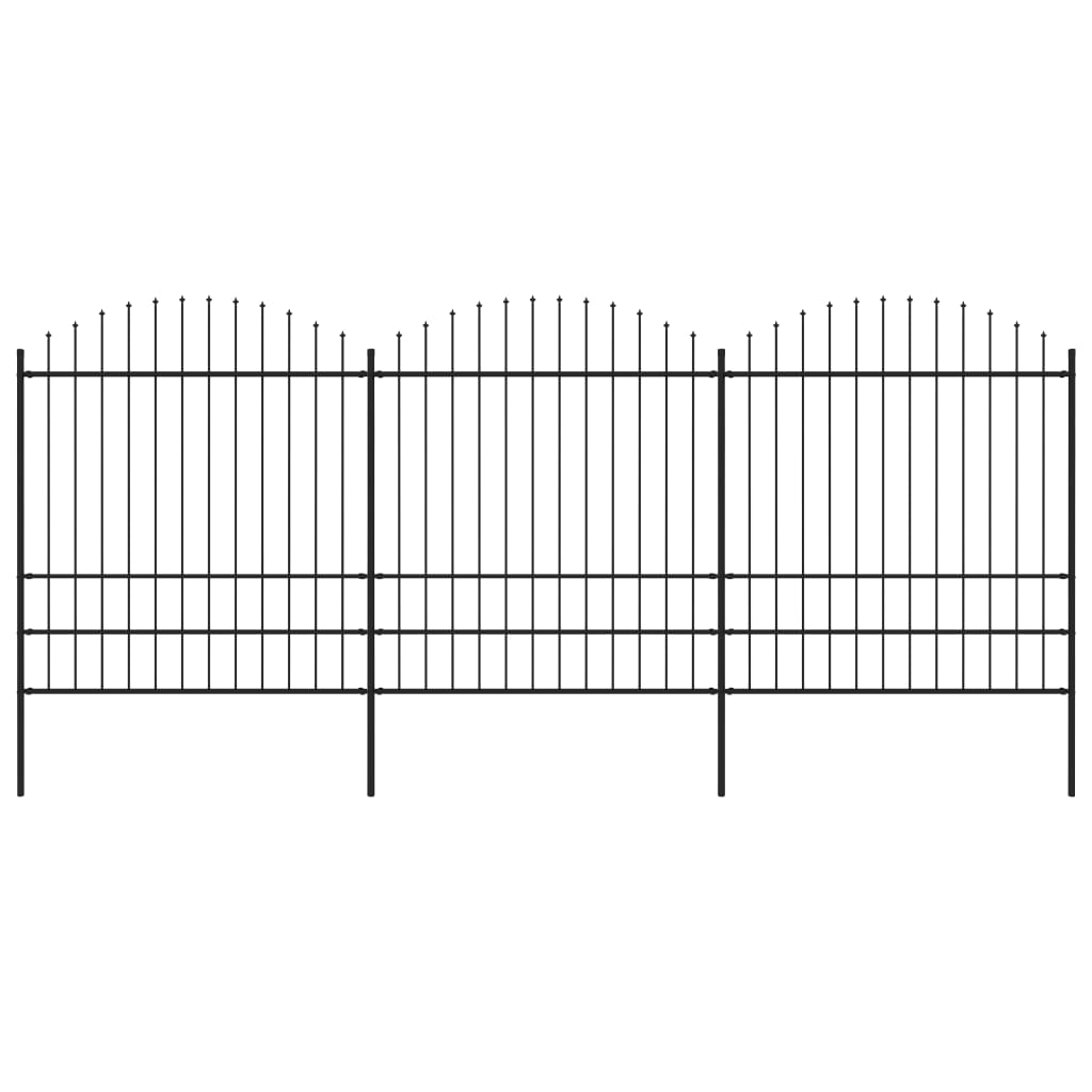 Gartenzaun mit Speerspitze Stahl 537 x 200 cm Schwarz