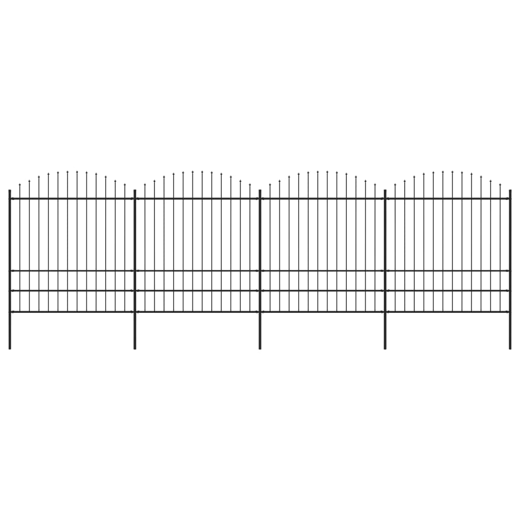 Gartenzaun mit Speerspitze Stahl 714,5 x 200 cm Schwarz