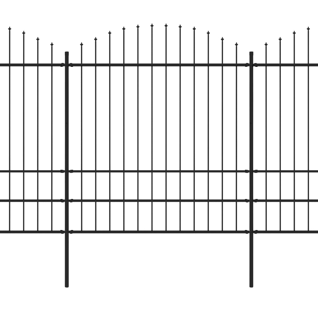 Gartenzaun mit Speerspitze Stahl 714,5 x 200 cm Schwarz