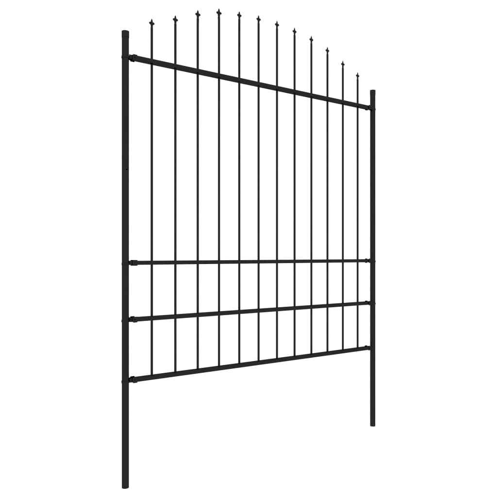 Gartenzaun mit Speerspitze Stahl 714,5 x 200 cm Schwarz