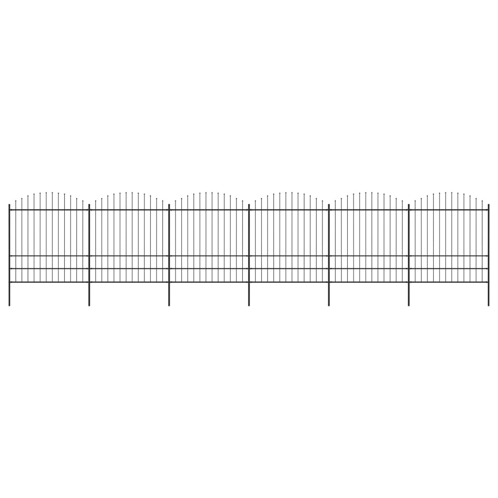 Gartenzaun mit Speerspitze Stahl 1070 x 200 cm Schwarz