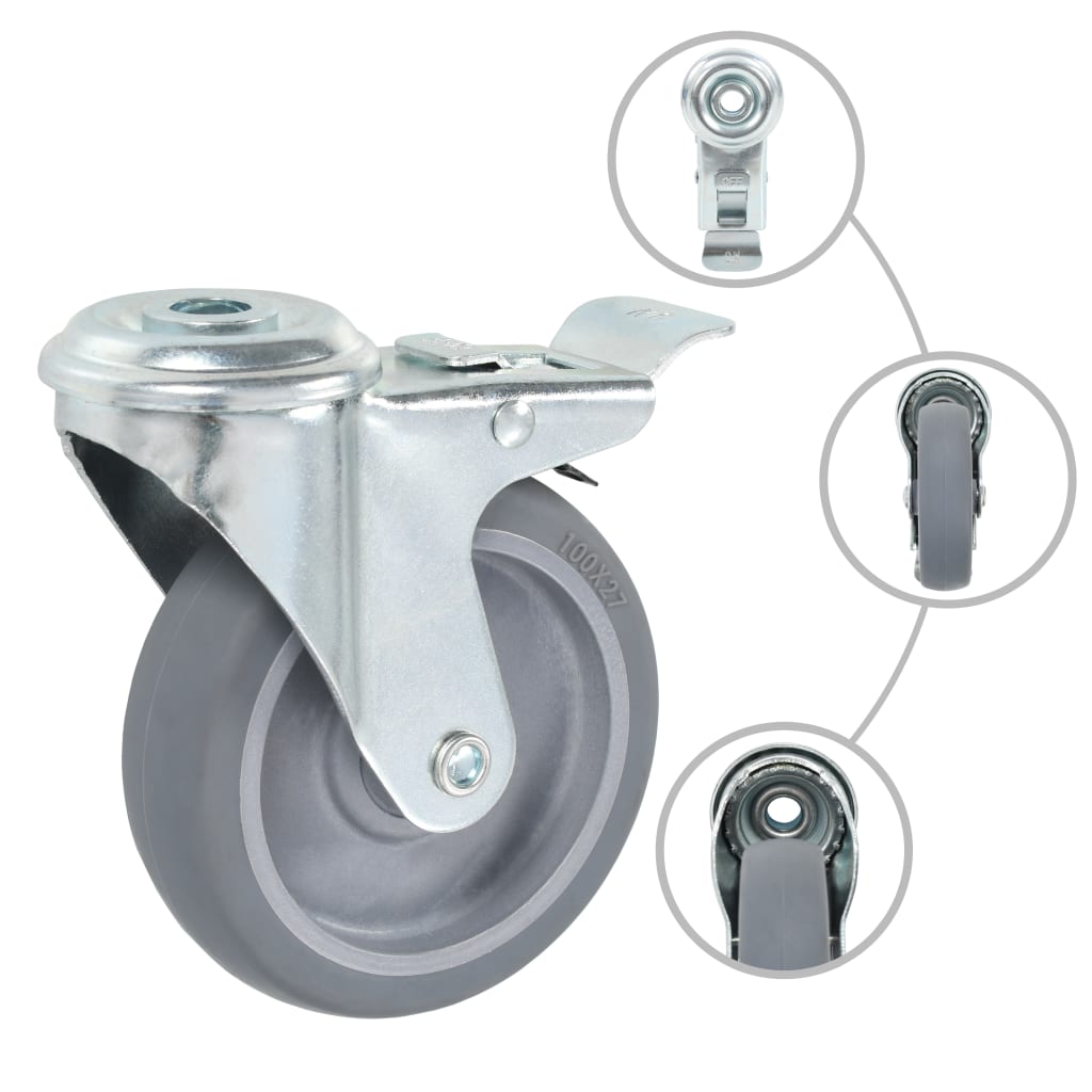 12 swivel castors with bolt hole 100 mm