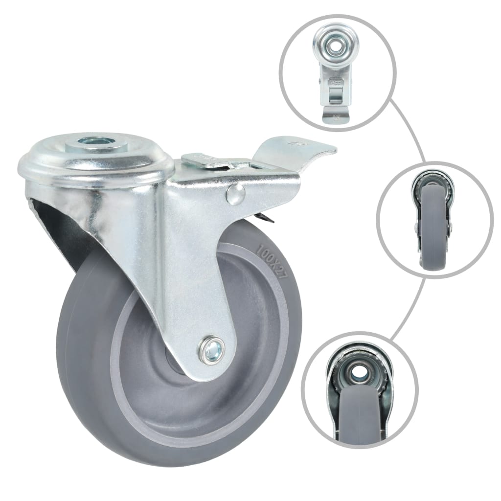 24 swivel castors with bolt hole 100 mm