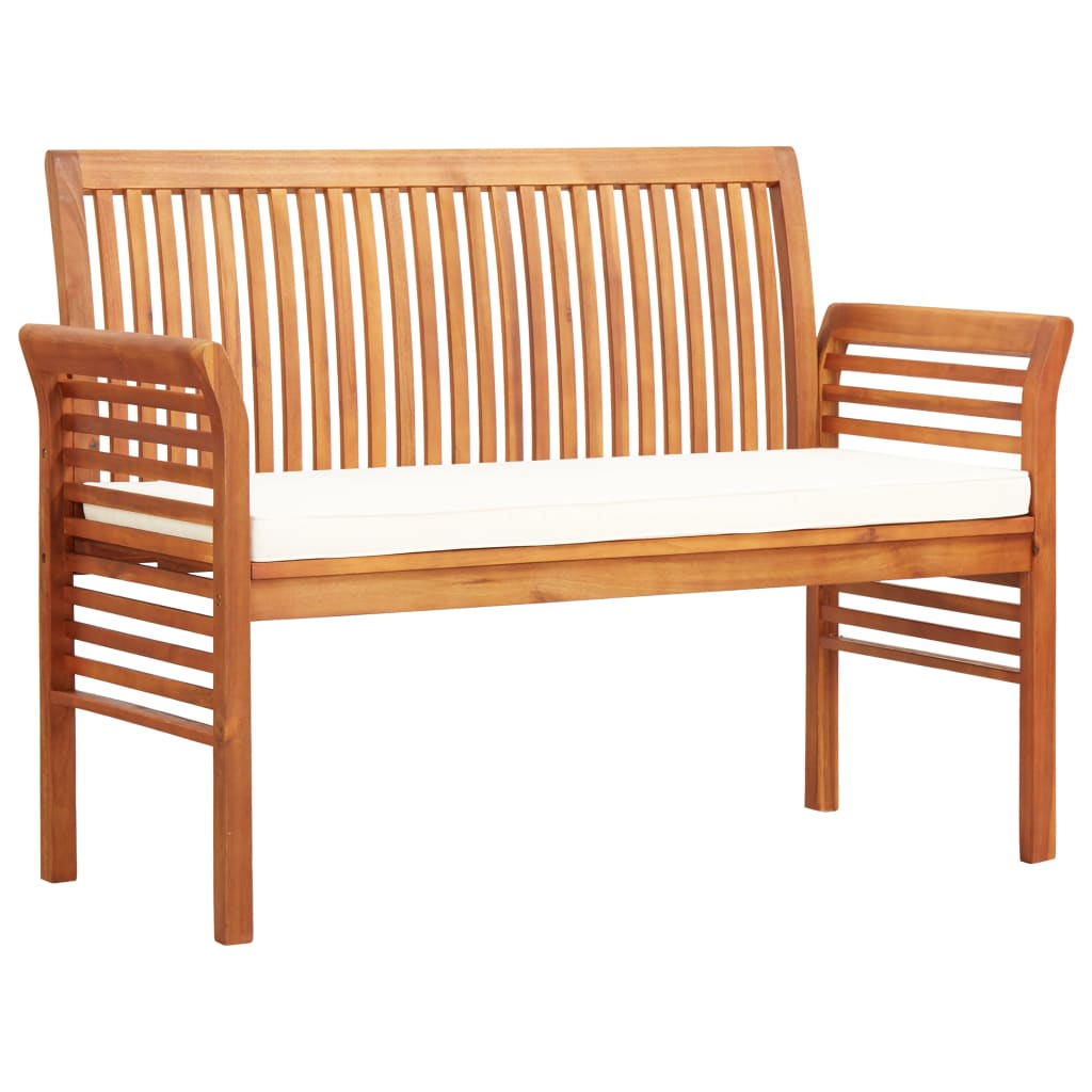 2-seater garden bench with cushion 120 cm solid acacia wood