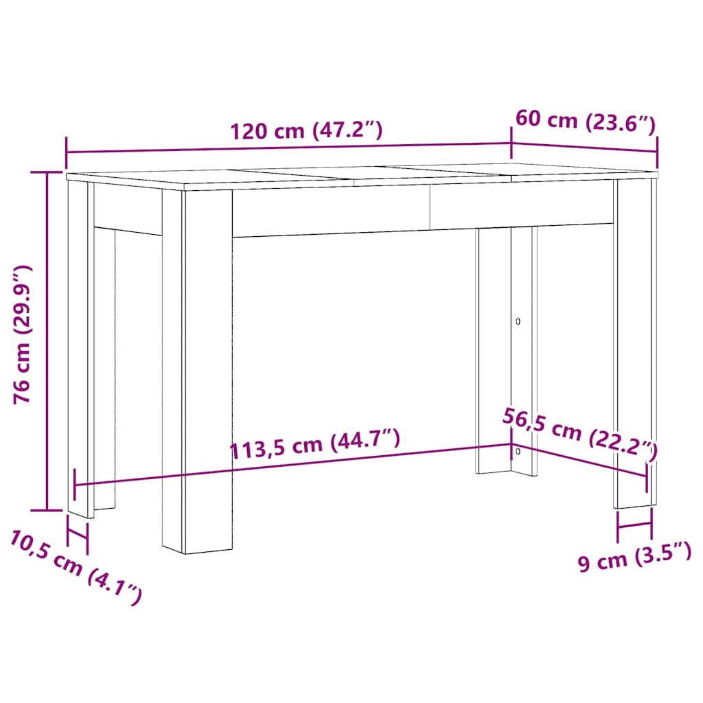 Esstisch Weiß 120x60x76 cm Holzwerkstoff