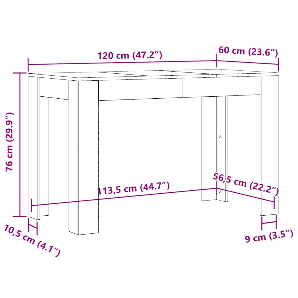 Esstisch Sonoma-Eiche 120x60x76 cm Holzwerkstoff